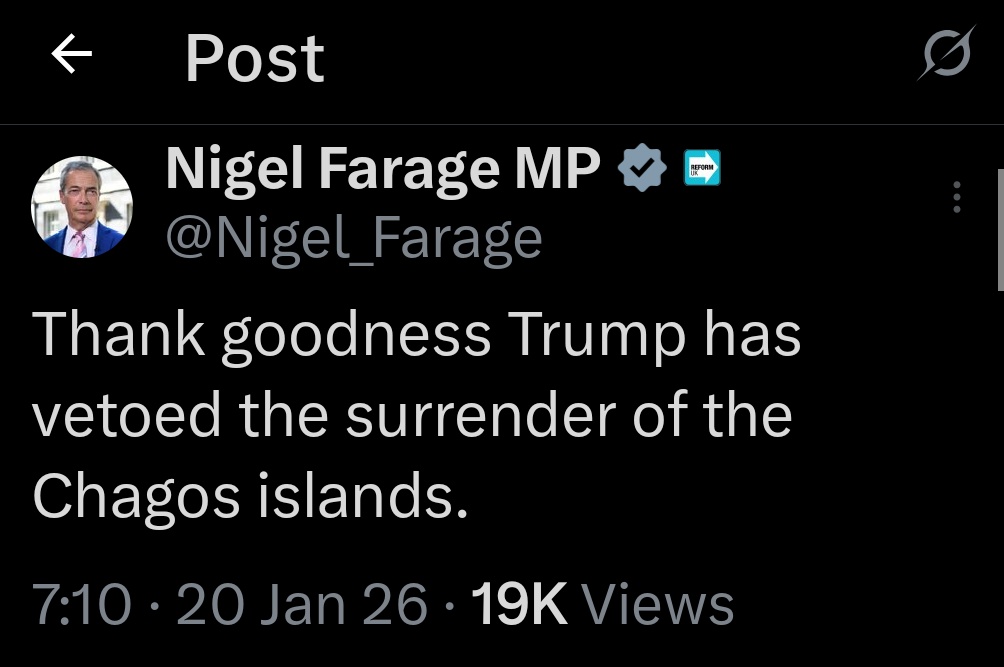 latikambourke's tweet image. Conservatives and Reform have been trying to get this blast from Trump over Chagos since before the inauguration. Now Trump does it to justify Greenland grab.