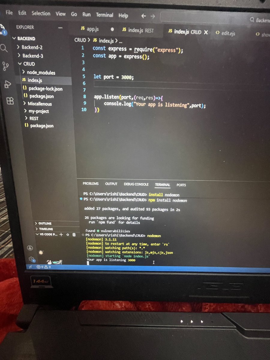 App ko listen krvadia ab job pkki?😋
#Backend #express