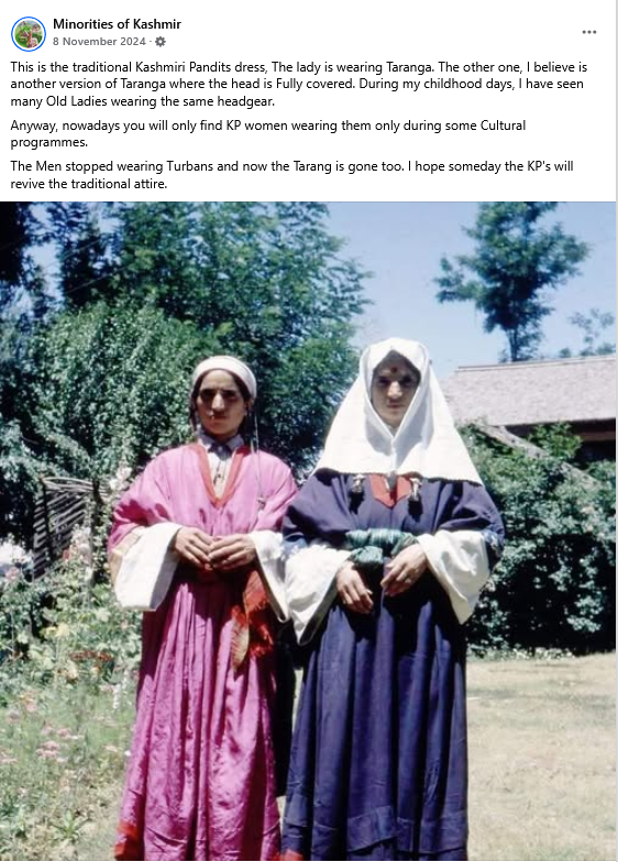 khalidakhalid18's tweet photo. @AnObserversView Our Kashmiri Pandit community traditional costumes. Beautiful, magnificent and decent. We have come a long way. https://t.co/XUj5QaNInl