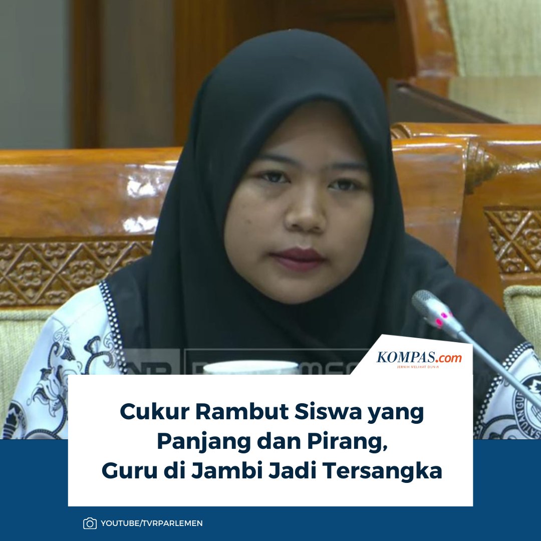 kompascom's tweet image. Seorang guru honorer perempuan bernama Tri Wulansari (31) ditetapkan sebagai tersangka kasus kekerasan terhadap anak di Jambi. Guru tersebut mencukur rambut siswanya yang panjang dan berwarna pirang

Baca di sini: regional.kompas.com/read/2026/01/2…

~AA #Guru #Kekerasan #Jambi
