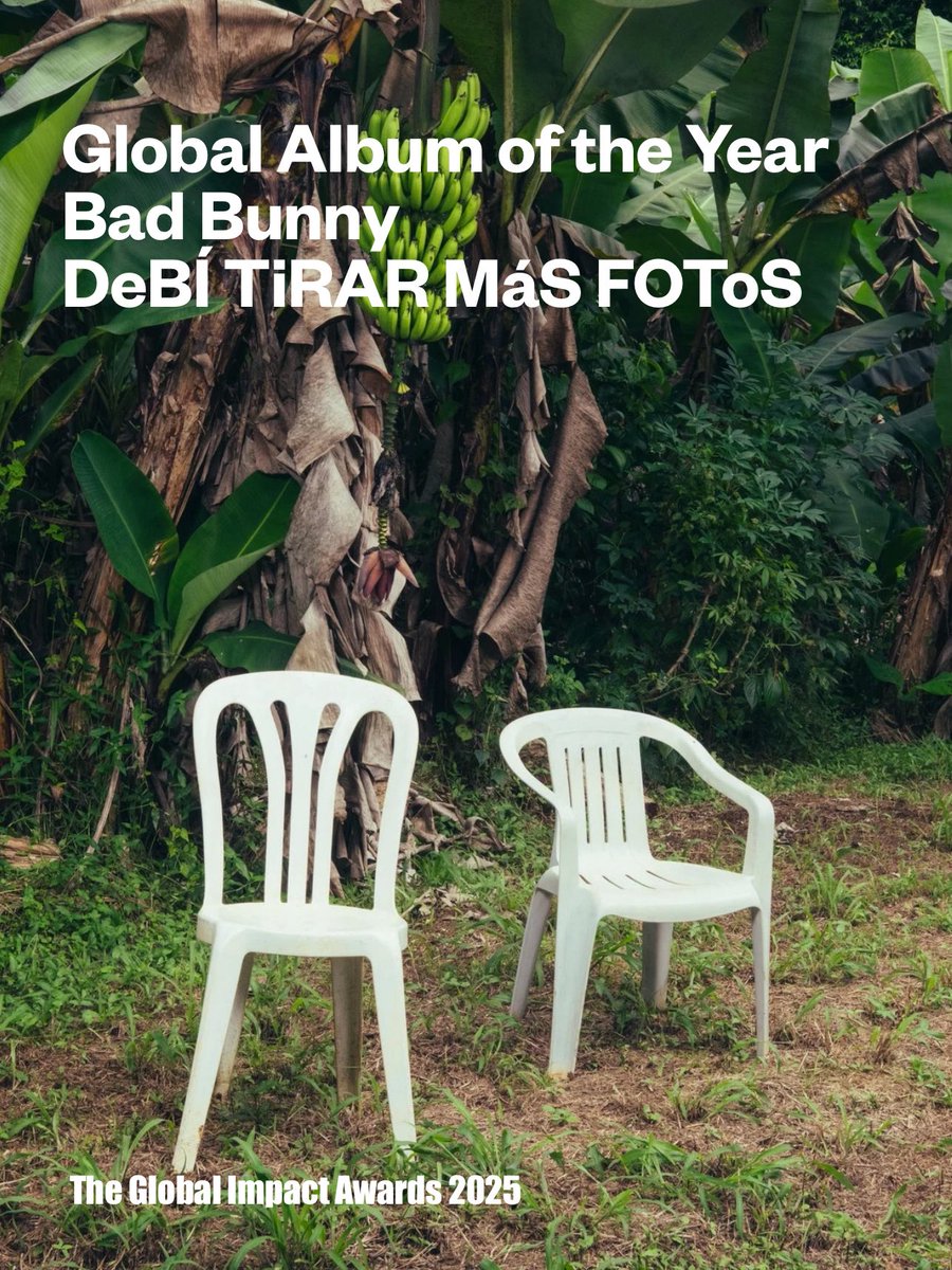 GIA_Awards's tweet photo. 2025 The Global Impact Awards

Main Competition

🏆 Global Album of the Year

Bad Bunny - DeBÍ TiRAR MáS FOToS

#BadBunny 

#TheGlobalImpactAwards #TheGIA #GIA #GIA_Awards #GIA2025 https://t.co/4bvik6t67x