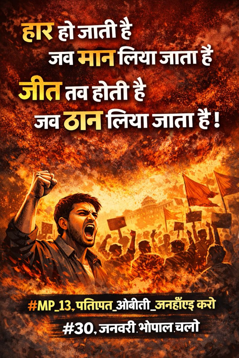 NeeluSir's tweet photo. संविधान ने अधिकार दिया है,
सरकार को लागू करना पड़ेगा।
13% आरक्षण रोको मत, लागू करो।
#MP_13_प्रतिशत_ओबीसी_अनहॉल्ड_करो
#30_जनवरी_भोपाल_चलो
@DrMohanYadav51 @jitupatwari @priyanka2bharti @BJP4MP https://t.co/5LOnaG1R3t