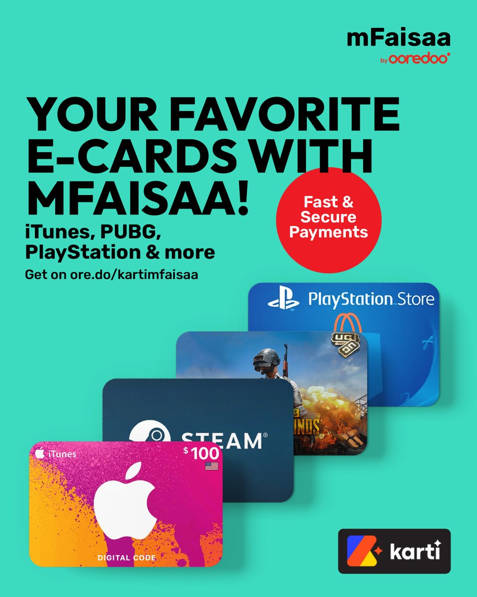 mFaisaaMv's tweet photo. Skip the credit cards and shop stress-free at 
@KARTIStore! 🛍

Whether it's for your go-to apps or the latest game codes, we've got you covered!

Pay in MVR via m-Faisaa or charge it to your Ooredoo Postpaid or Prepaid account.

Get it now👉 https://t.co/wphdBpgiXa https://t.co/GWIJbvWAGH