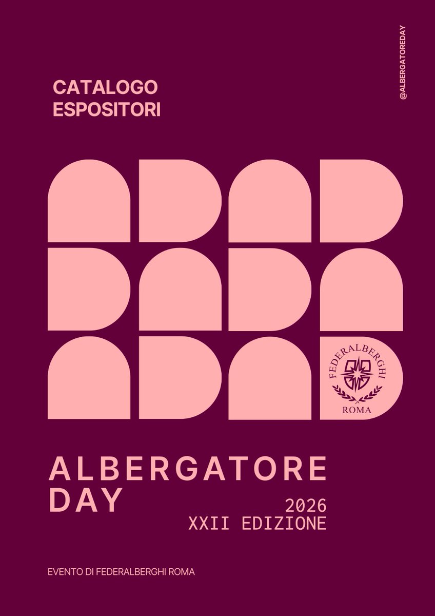 ⏰  Ultime ore per accreditarti alla XXII edizione di ALBERGATORE DAY evento di Federalberghi Roma!
🔜 Domani, 21 gennaio
📘 Sfoglia il CATALOGO DEGLI ESPOSITORI e CHIEDI IL TUO ACCREDITO!
🔗 ACCREDITATI platform.eventboost.com/e/ad-2026/45039
🔗  CATALOGO ESPOSITORI bit.ly/CATALOGOESPOSI…