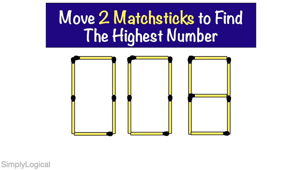 Riya333S's tweet image. Tell me the biggest number by moving 2 stick 

Only 1 percent will succeed