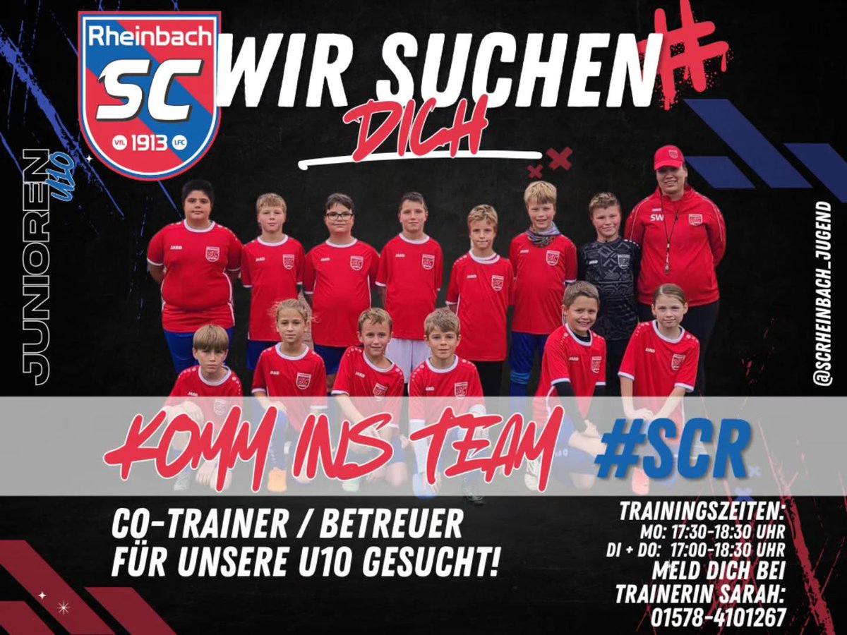 Wir suchen für unsere U10 Junioren noch Co-Trainer / Betreuer #scrheinbach #cotrainer #betreuer