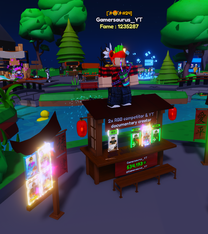 👀 Clocking in at 27k+ YT subscribers, 7k+ followers on Roblox and almost 1.25 MILLION fame🤩 in game, <a href="/Gamersaurus_YT/">Gamersaurus</a> 🦖 made an appearance last night! 

Were you Lucky🍀 enough  to scoop up one of his awesome cards??? #Roblox