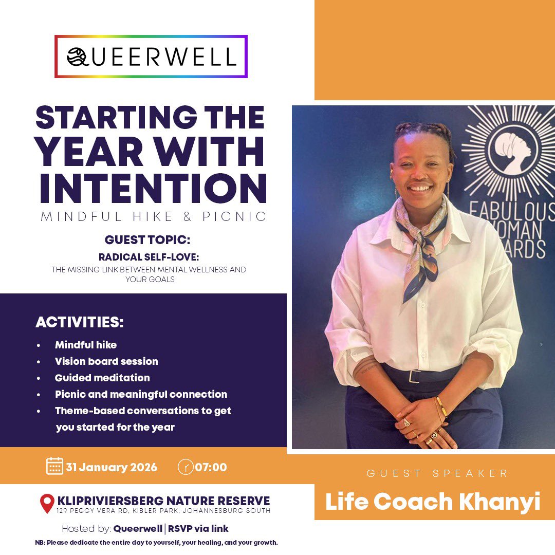 Queerwell1's tweet photo. When we talk Queer excellence, we’re talking about Life Coach Khanyi — author, business-minded, intentional, and host of the Own Your Life sessions.

This is a not-to-be-missed session 
RSVP here 👇🏽
https://t.co/F3CDcGDbMT https://t.co/bs6BlxlXG3