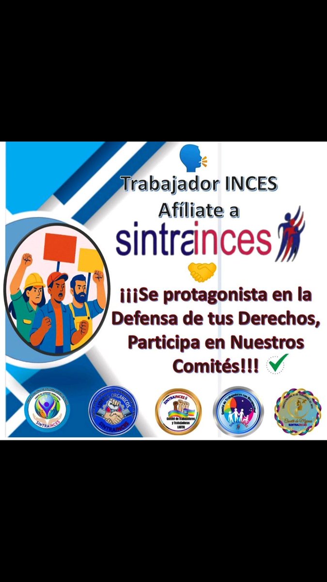 Trabajador de <a href="/Incesocialista/">Inces</a> afiliate a <a href="/Sintrainces/">Sindicato del Inces</a> incorporate activamente a nuestros comité y se parte de nuestro medolo sindical
¡DERECHO QUE NO SE DEFIENDE ES DERECHO QUE SE PIERDE! PARTICIPA