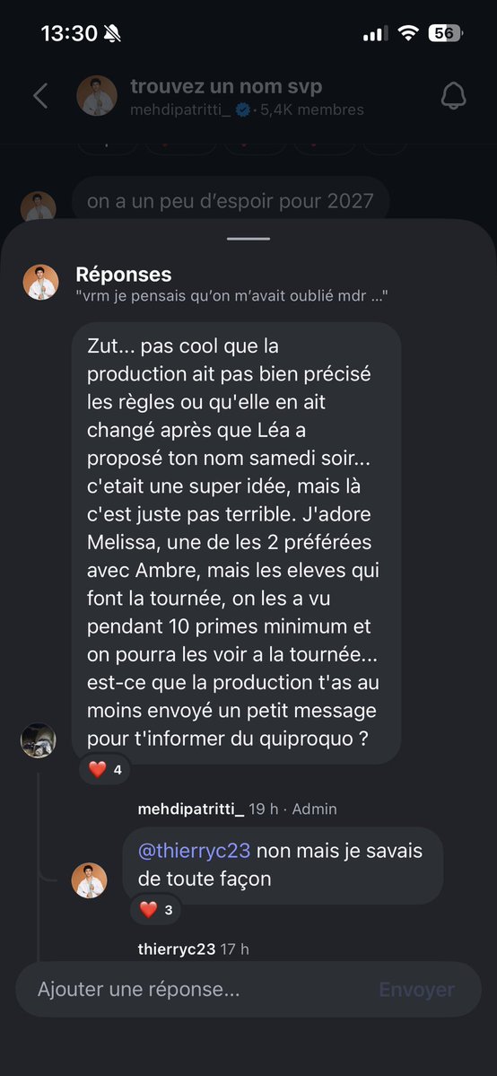 Voilà c’est bien la prod qui voulait pas que Mehdi vienne chanter sur le prime !!

C’est pour ça que Léa a du prendre quelqu’un de la tournée et Mélissa est celle dont elle est la plus proche parmi ceux de la tournée déjà sortie #StarAcademy #StarAcademyLeLive