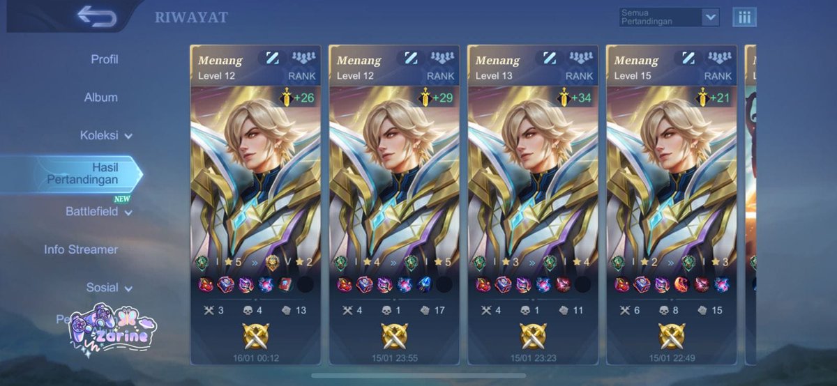 Epic 2*2 - Legend 5*2 req xavier full ws, no lose🤩💯

Yang mau joki ml fast process hit me up ke WhatsApp wa.me/message/CXXQOJ… atau link wa di bio‼️
#jokizarine 650✨
#jokiml