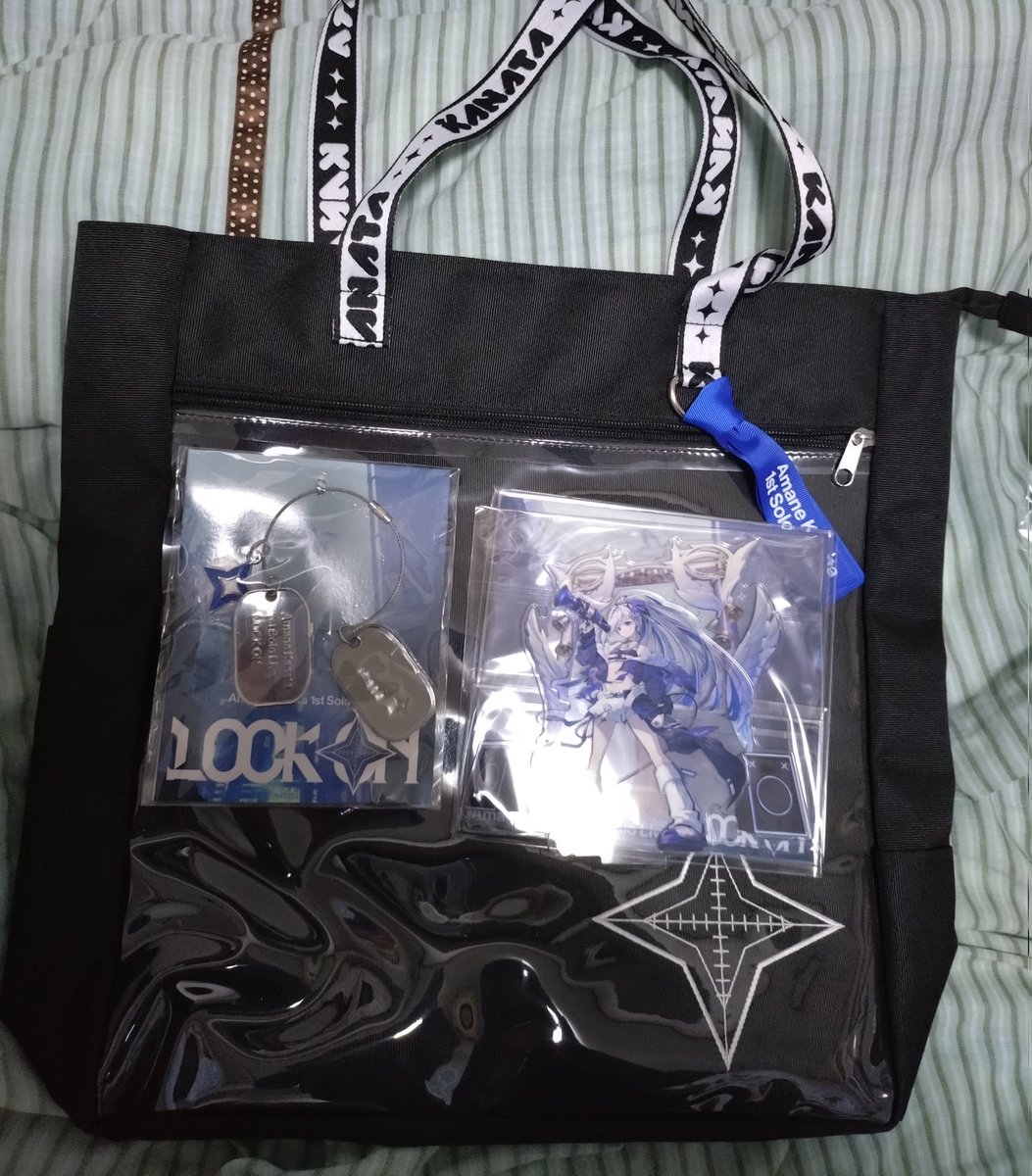 かなたん！ソロライブグッズのキーホルダーとアクスタとトートバッグ