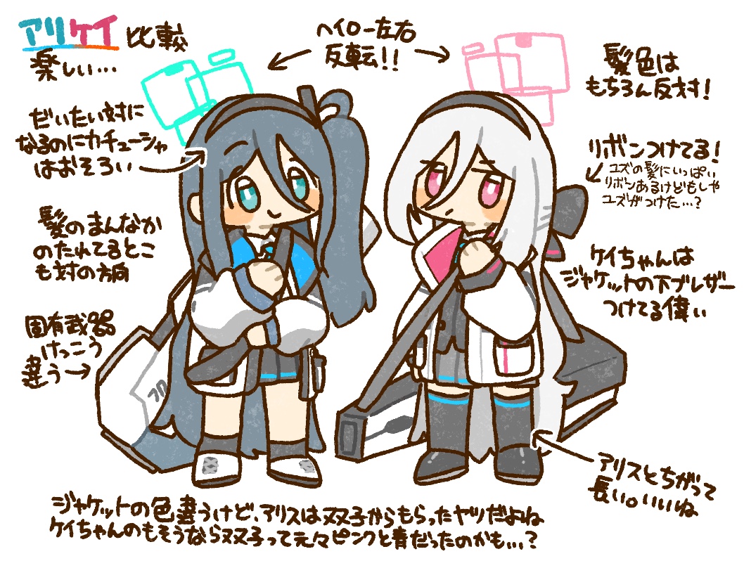 Motarasimasu's tweet image. アリスとケイの違いと共通点探すの楽しい