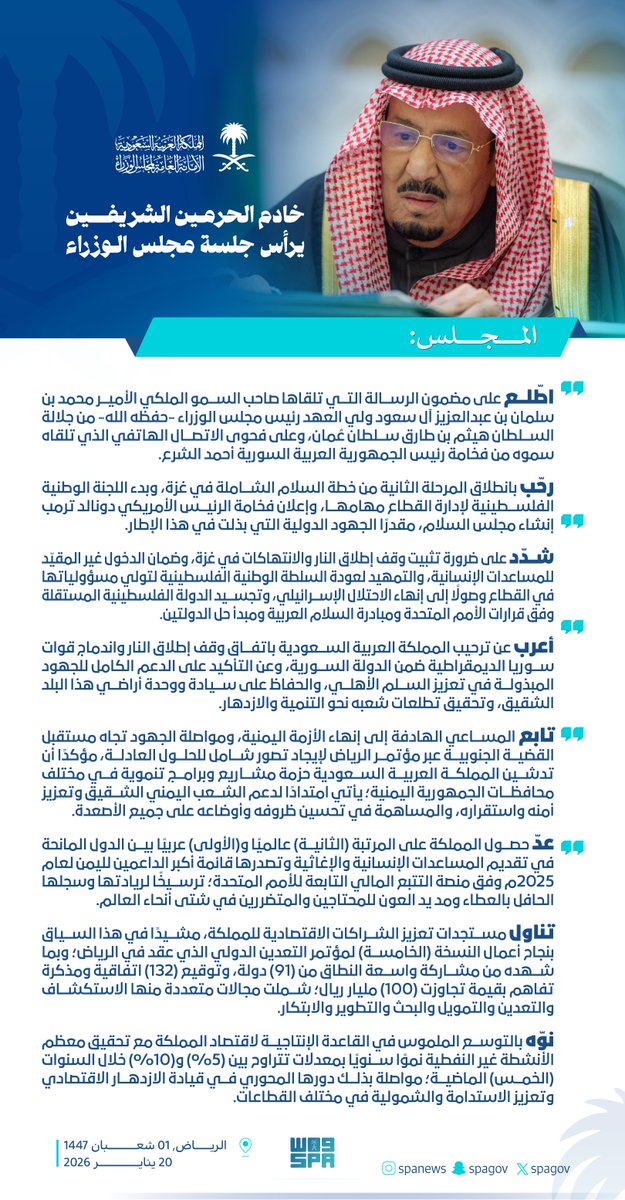 #خادم_الحرمين_الشريفين يرأس جلسة #مجلس_الوزراء في الرياض.
#واس