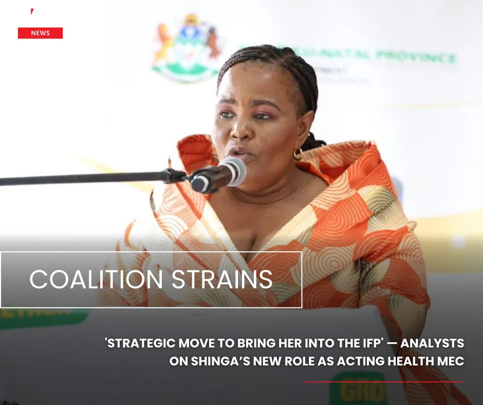 IOL's tweet photo. Premier Thami Ntuli’s appointment of embattled NFP MPL Mbali Shinga as Acting MEC for Health has reignited tensions within the fragile KwaZulu-Natal coalition.
#MbaliShinga #NFP #KwaZuluNatal #GPU #CoalitionPolitics #MECHealth
Read on: https://t.co/1AmPg2089N https://t.co/o7NmJpLJ6V
