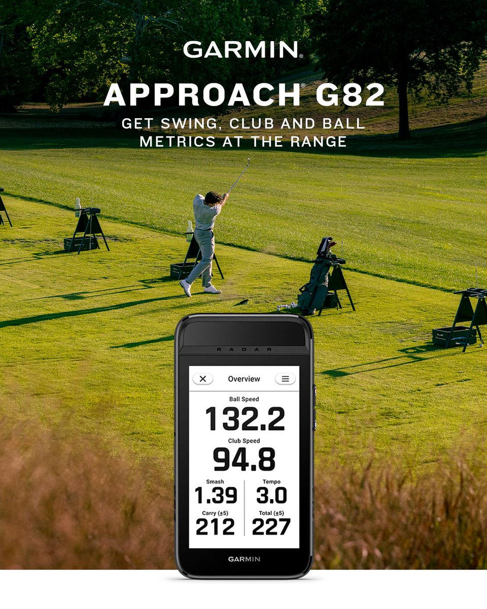 A good round starts with Approach® G82, the portable launch monitor and premium GPS golf handheld. Use the built-in radar to track club head speed, ball speed, smash factor, swing tempo, estimated distance and putting stroke tempo. The Garmin G82 is coming soon to HOTGOLF 🔥