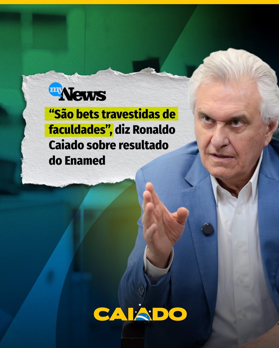 São bets travestidas de faculdades.

Como médico e governador, afirmo: o resultado do Enamed, que reprovou 107 faculdades de medicina, escancara um estelionato educacional. A formação médica virou um jogo de azar, e quem perde é o paciente.

Em sete anos de governo em Goiás, não