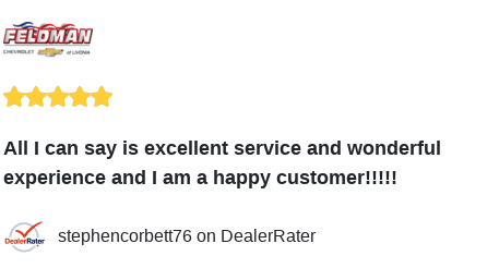 We just received a great review on DealerRater. Thank you stephencorbett76!