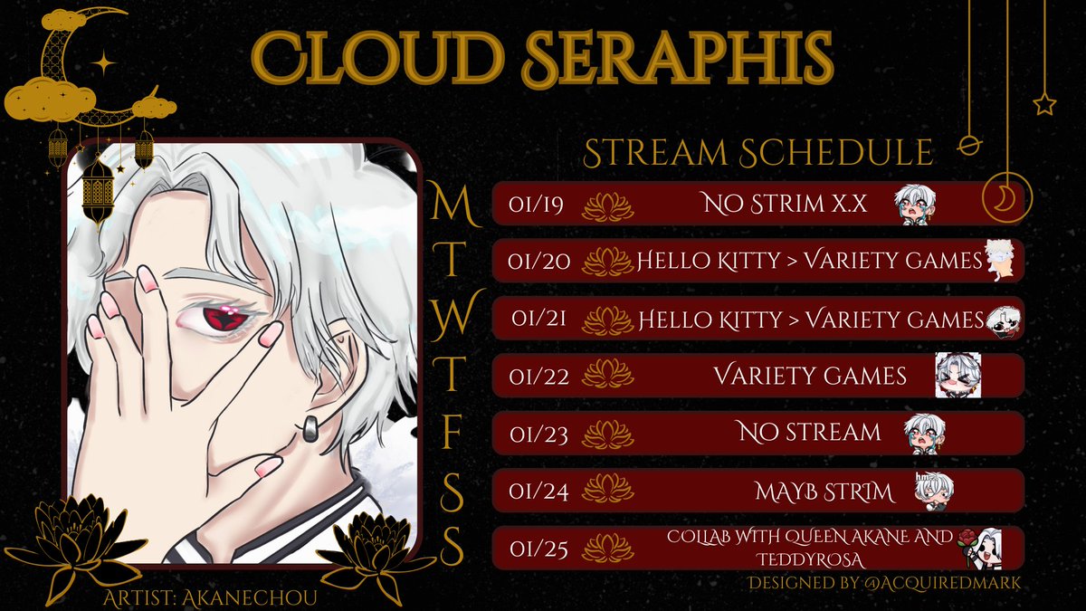 Woaaah I'm using my Stream Schedule overlay for once flushed emoji 

I'll get better at this streaming stuff eventually X.X