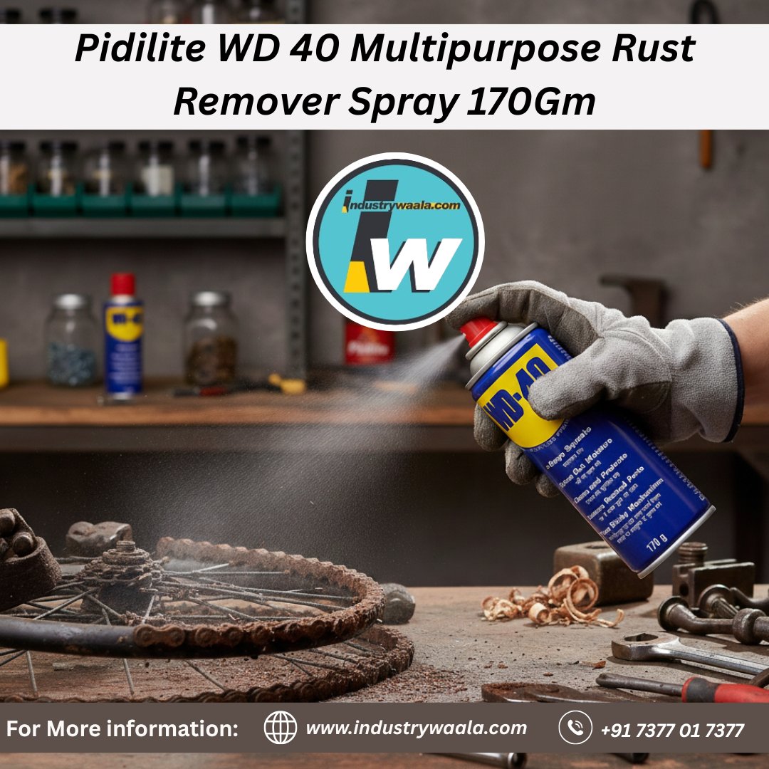 Industrywaala1's tweet photo. Say goodbye to rust, squeaks, and stuck parts with Pidilite WD-40 Multipurpose Rust Remover Spray (170g). 

Team :- industrywaala
7377 01 7377
B-80, SECTOR-5, NOIDA, Gautam Buddha Nagar, Uttar Pradesh 201301

#WD40 #Pidilite #RustRemover #MultipurposeSpray #ToolCare https://t.co/OPmgmoIlDs