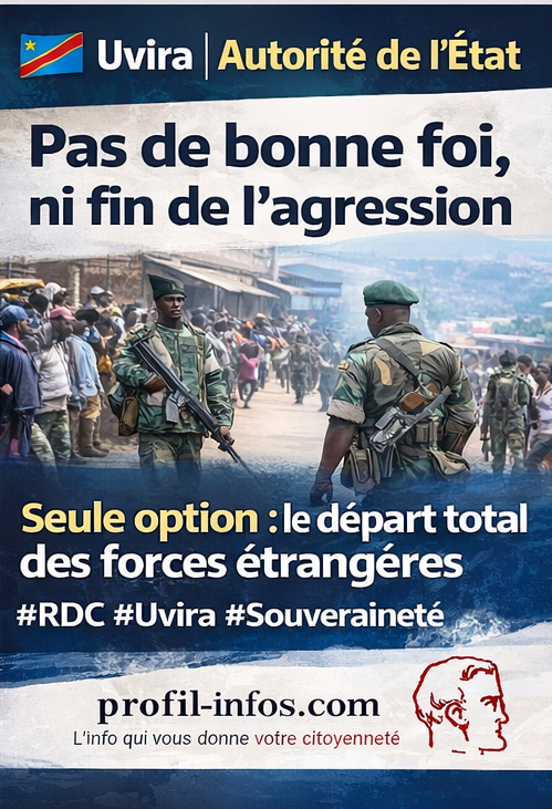 🇨🇩 Uvira | Autorité de l’État
Le gouvernement congolais lance un plan sécuritaire, judiciaire et humanitaire après le retrait des troupes rwandaises et du M23.
Kinshasa dénonce pillages et déportations de civils et insiste :
👉 ce retrait n’est ni un acte de bonne foi ni la fin