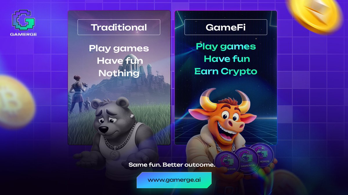 Why play just for fun when you can play to earn? Same games. Same fun.  Better outcomes. 𝐄𝐱𝐩𝐥𝐨𝐫𝐞 𝐆𝐚𝐦𝐞𝐅𝐢 - https://t.co/RnhyJdJyqg  #gamerge #earn #crypto #games #gamefi