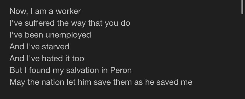 staticstalker's tweet image. have any oomfs ever watched Evita.. i really associate this part of  a new Argentina w/ mimisona SPECIFICALLY in season 2.