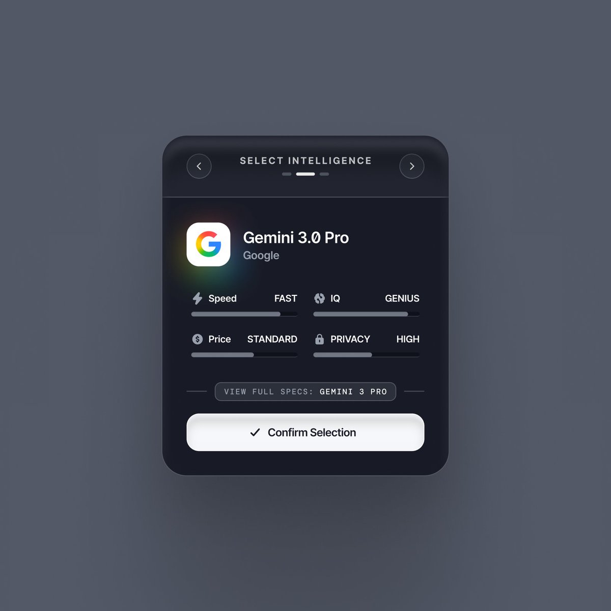 AI selection card - in dark mode 🌑