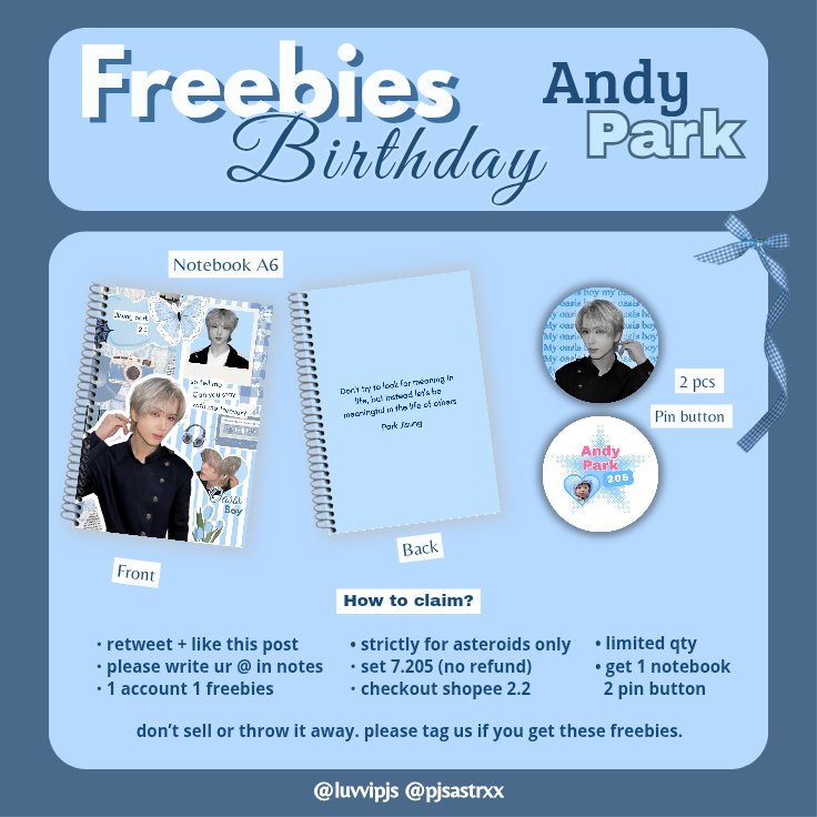 ⋆˚࿔ JISUNG 24th Birthday Online Freebies 𝜗𝜚˚⋆
♬☆ by ; <a href="/pjsastrxx/">Jie</a> &amp; <a href="/luvvipjs/">nuy</a> ♬☆

☆ Strictly for Asteroids Only
☆ Limited Qty
☆ How to claim? Cek on pict!

[ Retweet &amp; like are appreciated ]
