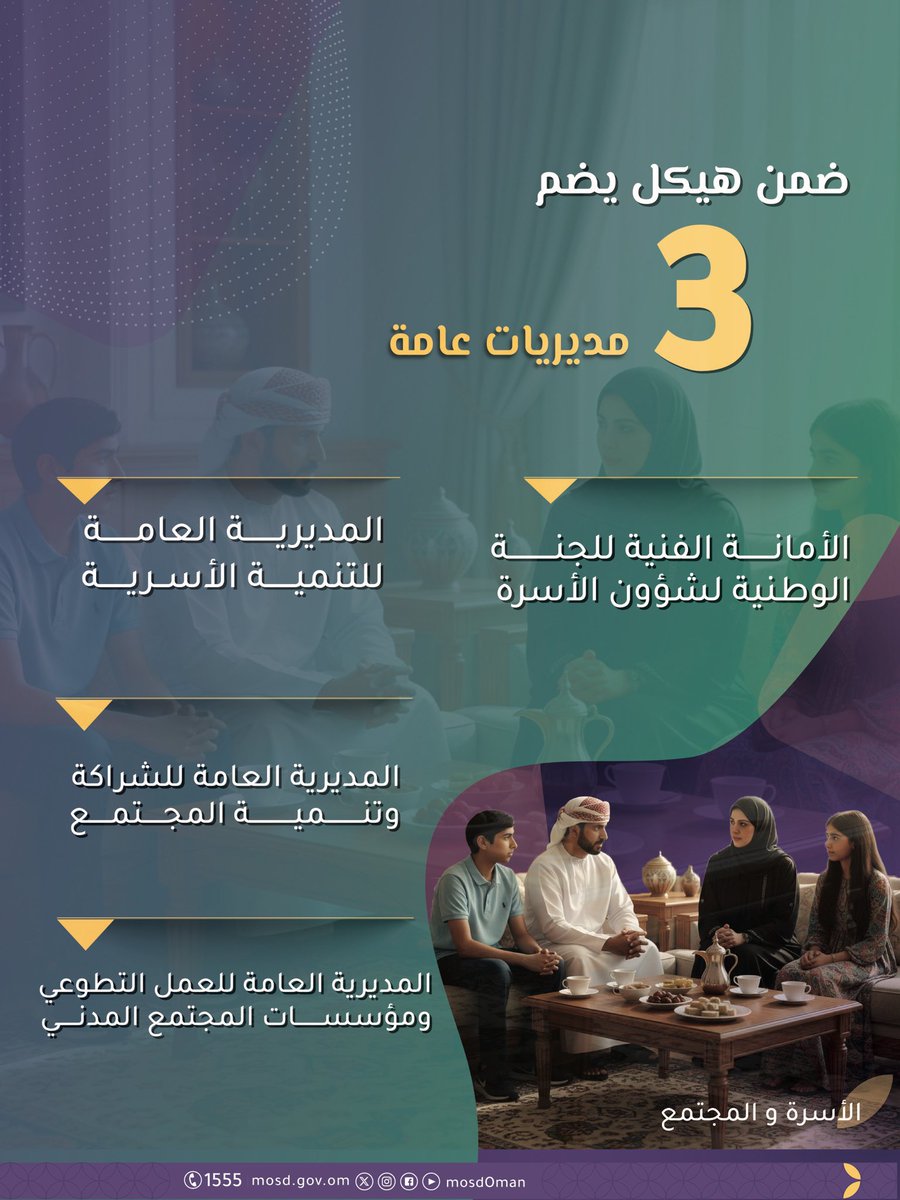Mosdoman's tweet photo. اختصاصات متنوعة…ودور محوري يُعنى بالأسرة وتنمية المجتمع. https://t.co/S3C1UOEWCK