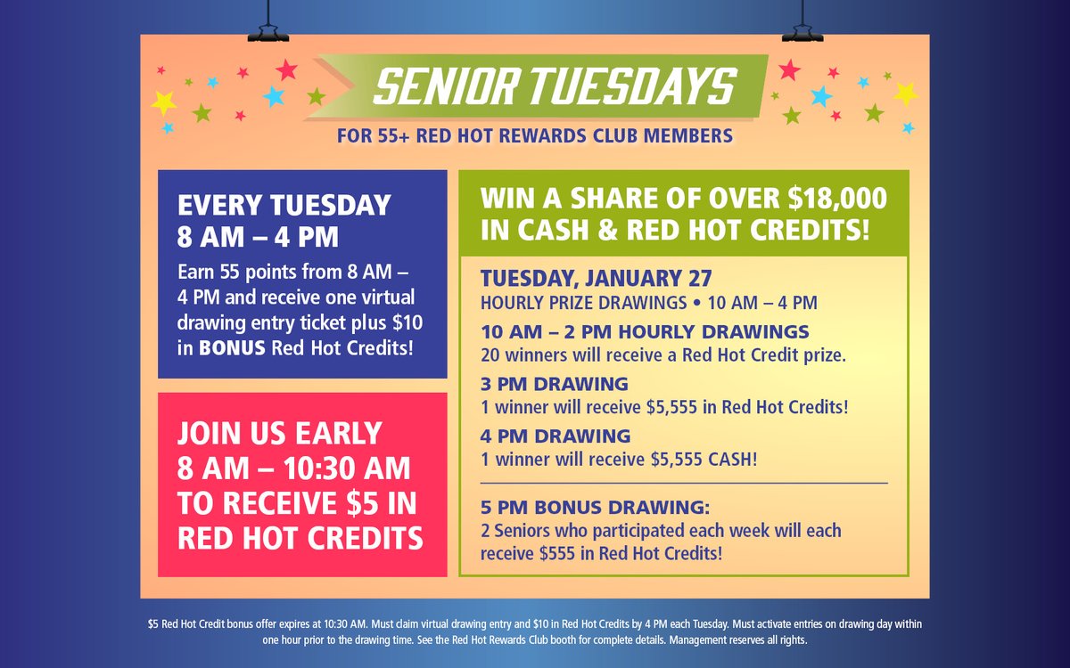 FireKeepers's tweet image. Special perks. Great company. A Tuesday made for our 55+ guests!