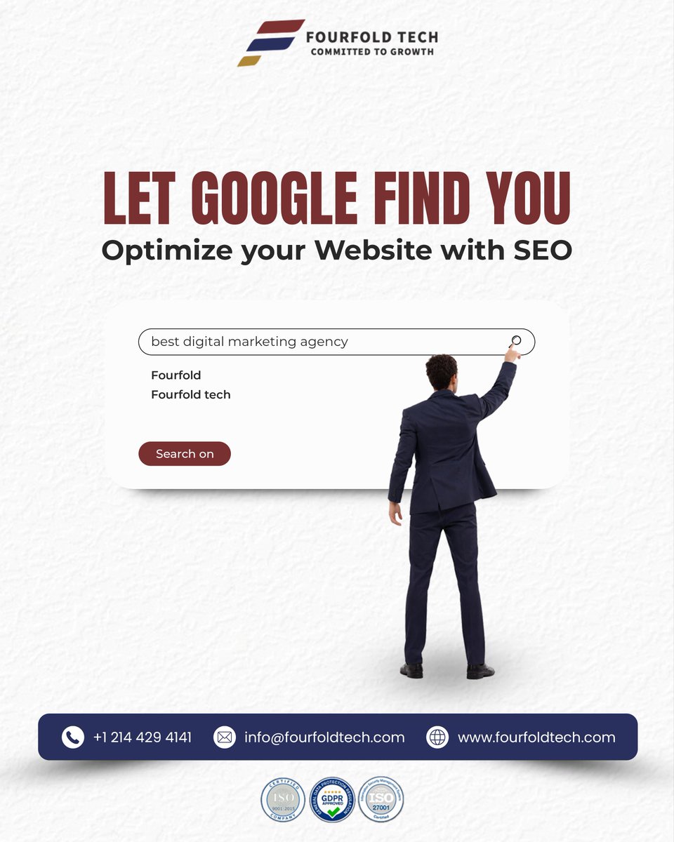 FourfoldTech's tweet photo. If Google can’t find you,
your customers won’t either.

🌐 https://t.co/5WcUgRgoAA

#SEOExperts #LetGoogleFindYou #SearchEngineOptimization #DigitalMarketing #OnlineVisibility #RankHigher #BusinessGrowth #MarketingStrategy #FourFoldTech #CommittedToGrowth https://t.co/KiWA9OadxG
