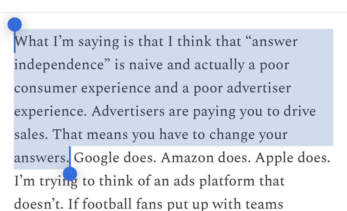 ChrisHarihar's tweet photo. This is such a cringey and misguided view, and I’m glad the OG adtech ecosystem isn’t shaping ChatGPT’s ad product. https://t.co/CiRqfFT9cT