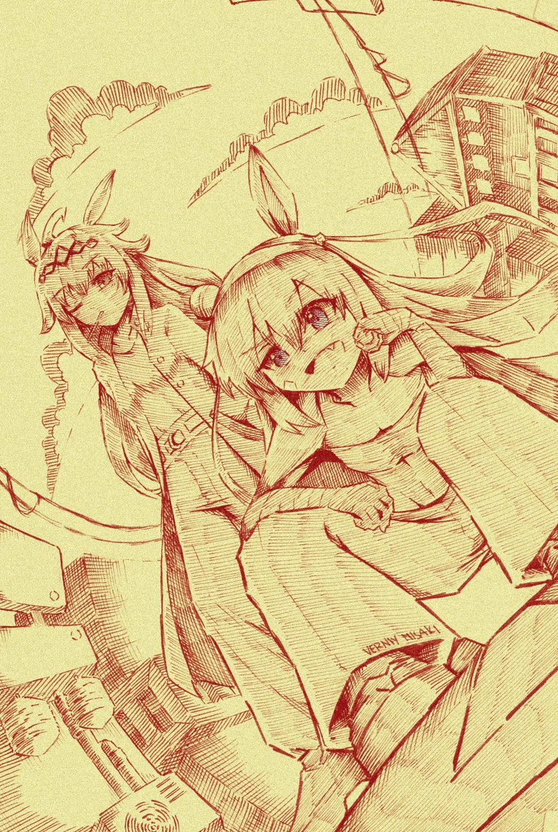 [Sunset Cross]

Tamamo Cross and Oguri Cap, retro sketch with fish-eye practice uwu

#ウマ娘 #umamusume #TamamoCross #OguriCap