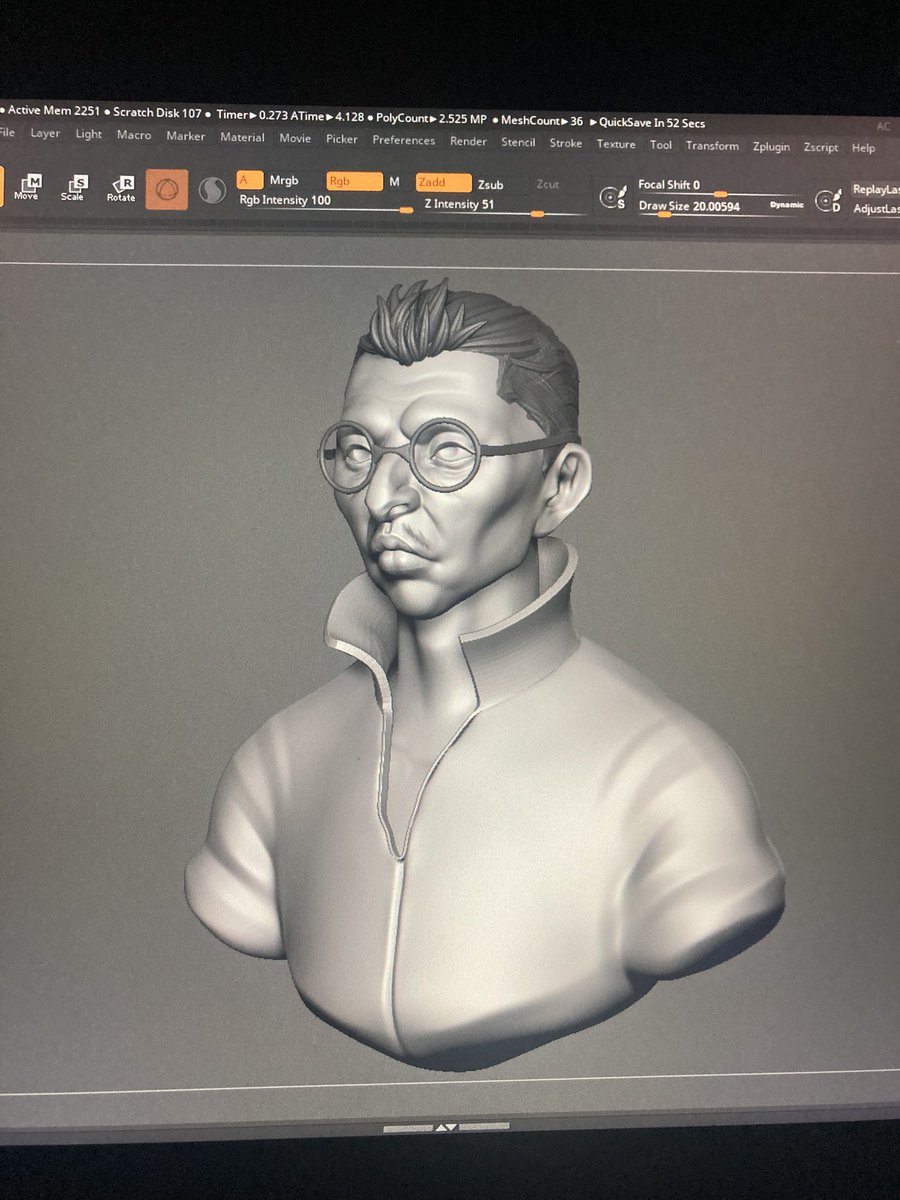 sharedandraw's tweet image. Kim Kitsuragi fanart wip 🤭🤭 

#DiscoElysium #3dcg #Zbrush #3D