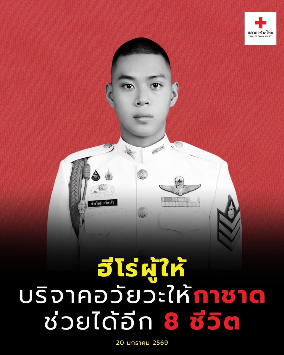 ThaiRedCross's tweet image. สดุดี ‘หมู่นิว’ ทหารหนุ่มผู้มอบชีวิตใหม่ให้เพื่อนมนุษย์ #สภากาชาดไทย ขอร่วมสดุดีและไว้อาลัยแด่ สิบเอกช่วงวิทย์ ศรีหาคำ หรือ “หมู่นิว” (วัย 24 ปี) ทหารหนุ่มผู้มีหัวใจแห่งการเสียสละ ต่อลมหายใจให้กับผู้อื่น