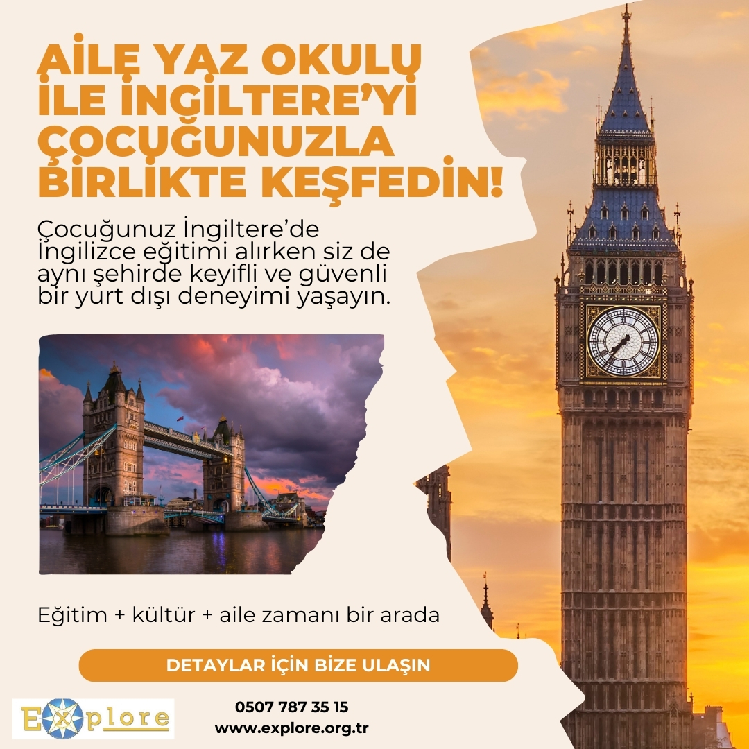 Çocuğunuz İngiltere’de İngilizce öğrenirken, siz de aynı şehirde güvenle vakit geçirir,İngiliz kültürünü yakından tanıma fırsatı bulursunuz. Aile Yaz Okulu programları;
📚 dil eğitimi, ailece geçirilen kaliteli zaman
ve yeni bir bakış açısını bir araya getirir.
#summercamp