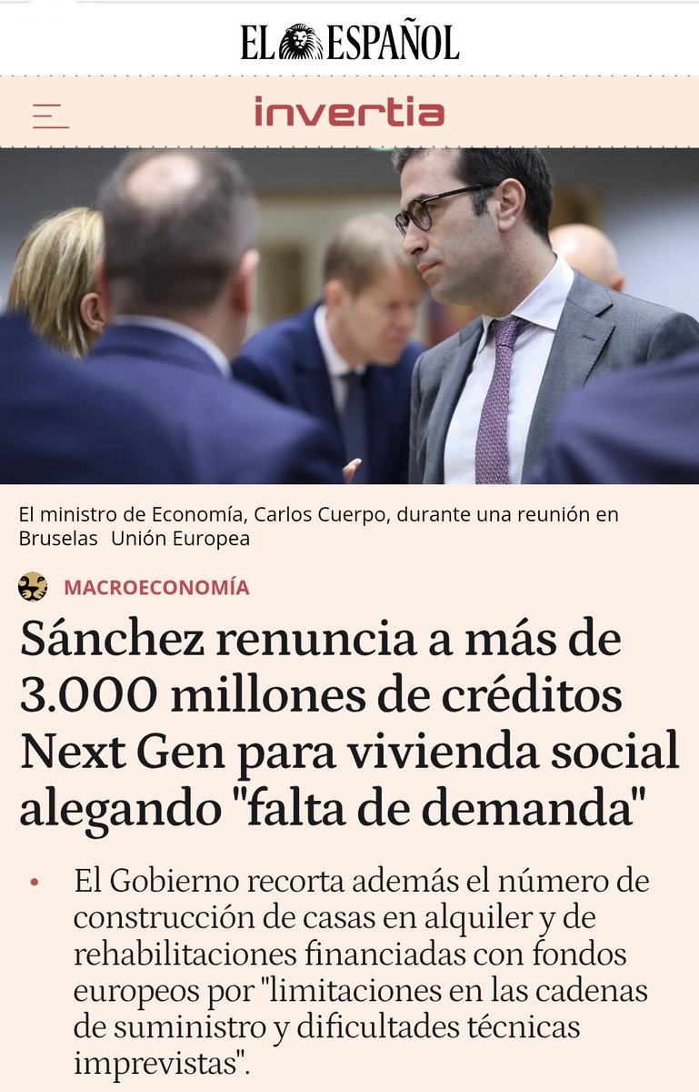 🚀 "COMO UN COHETE"

😱😱 Dice el Gobierno que "no hay demanda de vivienda social"... y renuncia a los fondos Next Generation.

"Pero al menos no gobierna la derecha".