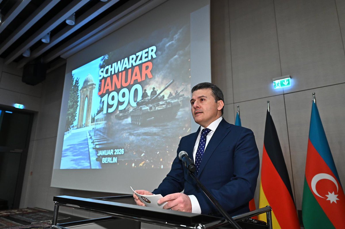 AzEmbGermany's tweet image. Gedenken an den „Schwarzen Januar“ in Berlin

Anlässlich des 36. Jahrestages der Tragödie des Schwarzen Januars (20. Januar 1990) hat die Botschaft der Republik Aserbaidschan in Deutschland im Aserbaidschanischen Kulturzentrum in Berlin eine Gedenkveranstaltung organisiert. 

Zu…