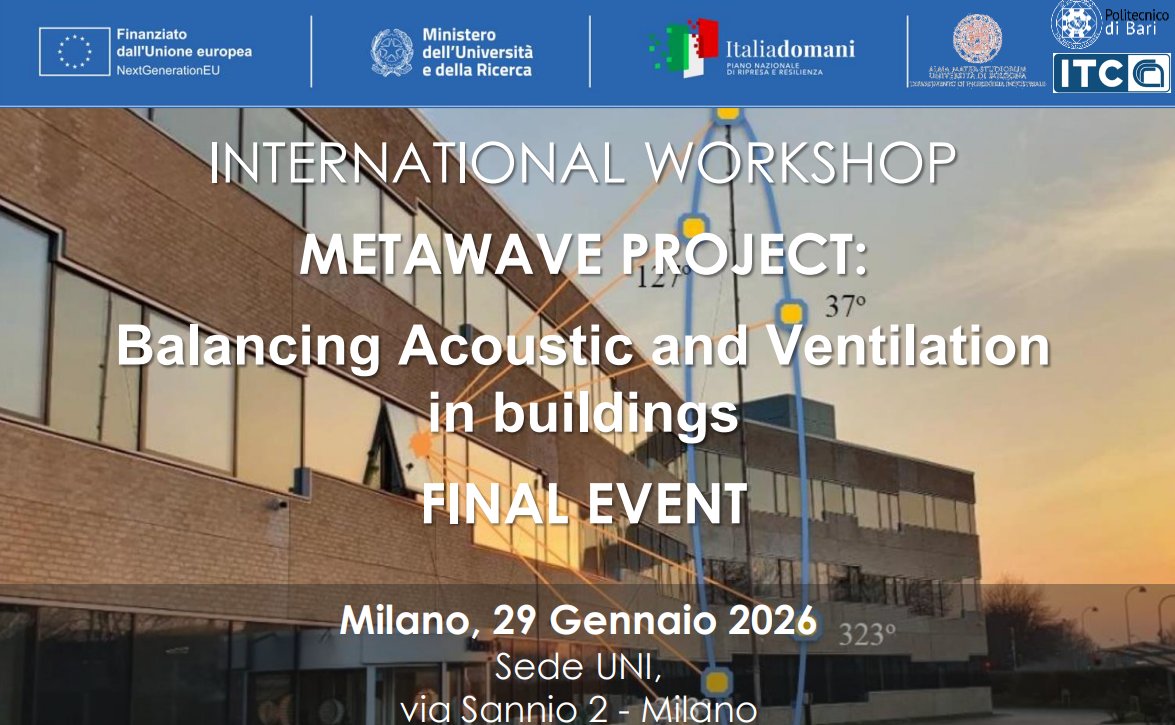 normeUNI's tweet photo. #PRINMETAWAVE: l’evento finale in casa #UNI il prossimo 29/1 un’occasione di incontro tra #normazione e #ricerca, nell’ambito dell’#acustica degli #edifici. Iscriviti qui https://t.co/xyJ5uY7FmX @unioncamere @IfUnioncamere @ecocamere @Ecosist_CamCom @SiCameraSocial @PID_CamCom https://t.co/petfUmF3L0