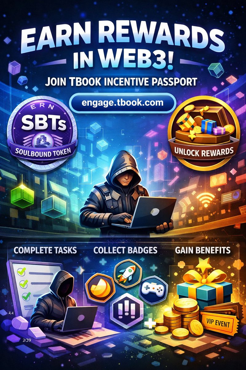 Brown60b's tweet photo. 🚀 Check out https://t.co/vRBenL9nk7 — it’s TBook’s Incentive Passport where you can complete tasks, earn Soulbound Tokens (SBTs), and unlock real rewards! 💡 Join the Web3 movement &amp; level up your engagement game! https://t.co/8FYZe4dq41