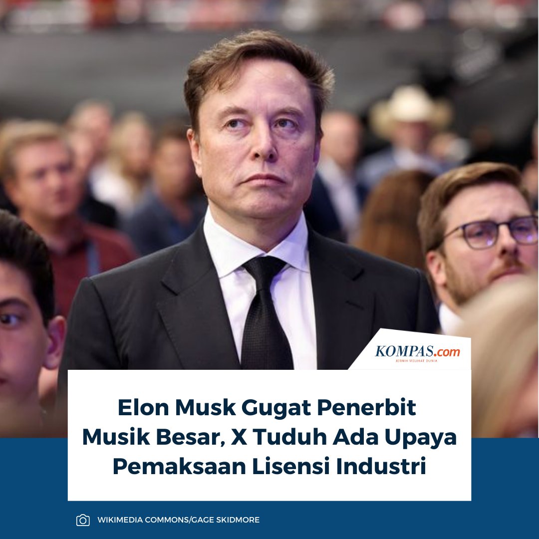 KompasEnt's tweet image. Perusahaan media sosial X milik Elon Musk mengajukan gugatan antimonopoli terhadap sejumlah penerbit musik besar dan organisasi perdagangan National Music Publishers Association (NMPA).

👉🏻Baca selengkapnya kompas.com/hype/read/2026…

~AM #ElonMusk #Twitter #Musik