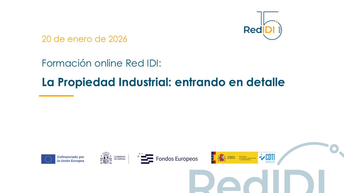 📢 Hoy en #RedpoliticasIDI comenzamos una nueva sesión online!
La propiedad Industrial: entrando en detalle - con la colaboración especial de la <a href="/OEPM_es/">OEPM</a> 

Esta jornada formativa:
✅ Facilita una visión general de la #PropiedadIndustrial
✅ Aporta un conocimiento práctico que