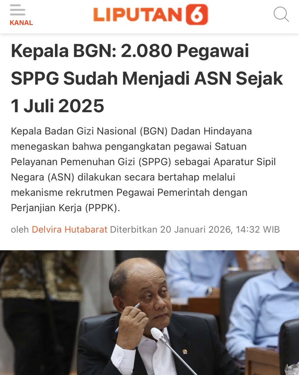 yusuf_dumdum's tweet image. Bukan sulap bukan sihir. Tahu-tahu sudah ada 2.080 pegawai SPPG sudah diangkat jadi ASN sejak 1 Juli 2025. Apa kabar guru Honorer ? 🤔
