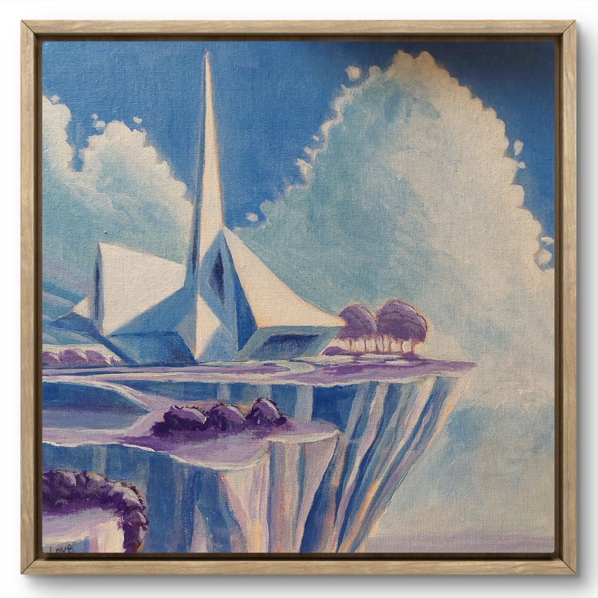 RyanJohnLove's tweet photo. Finished up this painting. "Modern Church on a Cliff" 12×12" Acrylic on board.  #jesus #church #art #acrylicpainting #purple https://t.co/Dnuz4qs2J0