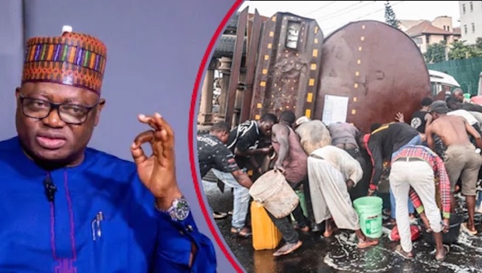 ARISEtv's tweet photo. NOA DG Lanre Issa-Onilu has condemned fuel scooping from fallen tankers, calling for strict laws to curb the life-threatening practice. https://t.co/FAjxxnAIb8 https://t.co/68upjatihe