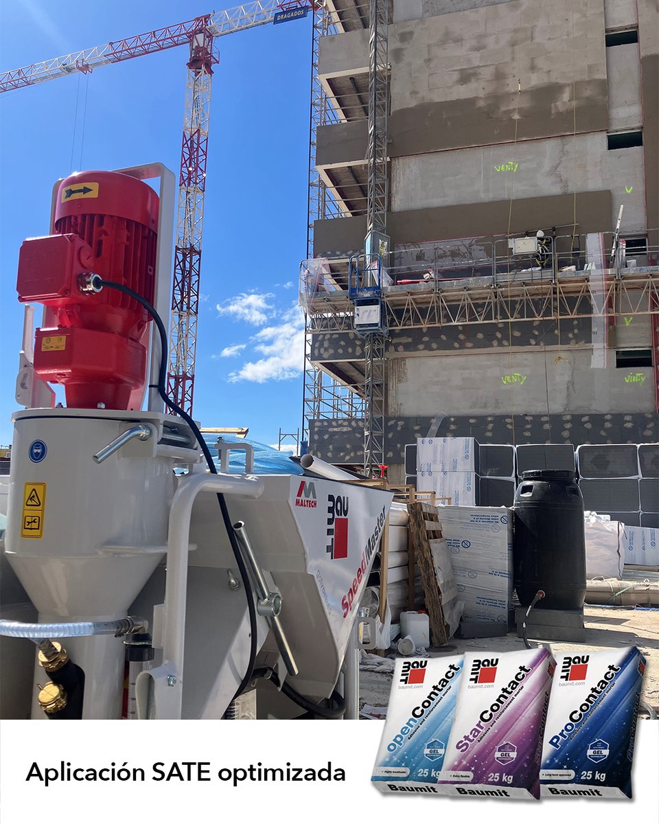 baumitspain's tweet photo. En #Baumit apostamos por una aplicación #SATE más #eficiente.
Con SpeedMaster + #morteros GEL, el pegado y refuerzo del #aislamiento de fachada es hasta un 25 % más #rápido, con asistencia técnica especializada en obra.
📍 152 viviendas · Tres Cantos
IKASA | Dragados https://t.co/Ru7wajTw2Z