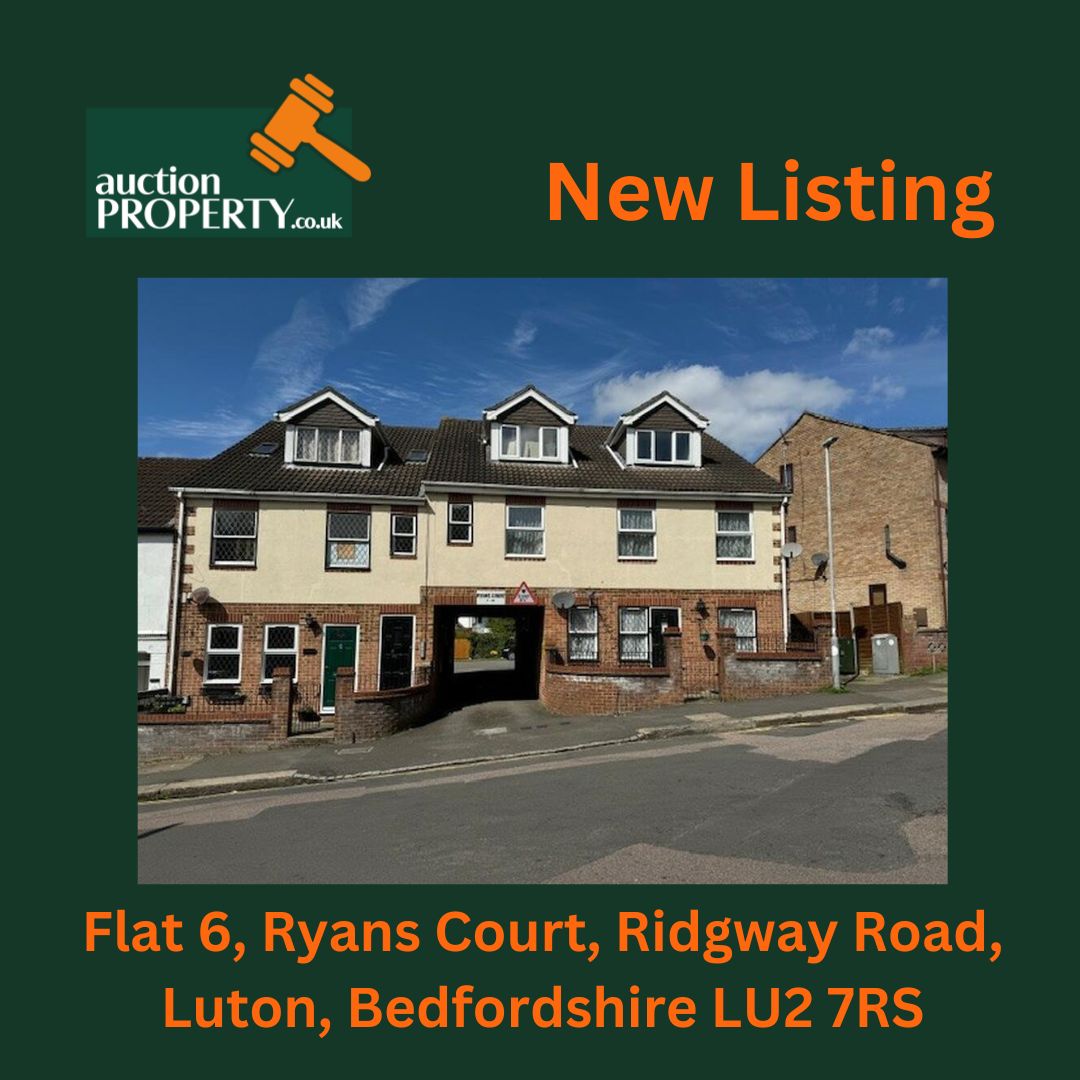 Going to auction on 11th February 
Flat 6, Ryans Court, Ridgway Road, Luton, Bedfordshire LU2 7RS
An Excellent opportunity to purchase a one bedroom investment property yielding a gross rental income of 11.67% at guide price.

 auctionproperty.co.uk/property/flat-… 
 #auctionpropertyuk
