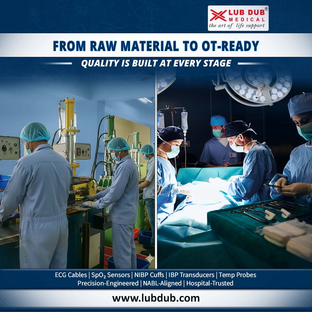 Lub_Dub_Biomed's tweet image. We deliver accessories hospitals can trust—every single time.

#LubDubMedical #MedicalAccessories #QualityManufacturing #BiomedicalEngineering #ECGCables #SpO2Sensors #NIBPCuffs #IBPTransducers #QualityInspection #HealthcareDevices #MadeInIndia #HospitalSupplies