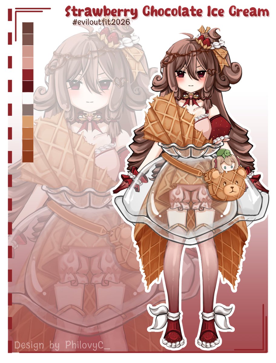 My first entry for #eviloutfit2026 🍓🍫🍦

Strawberry Chocolate Ice Cream! (or parfait? idk...)